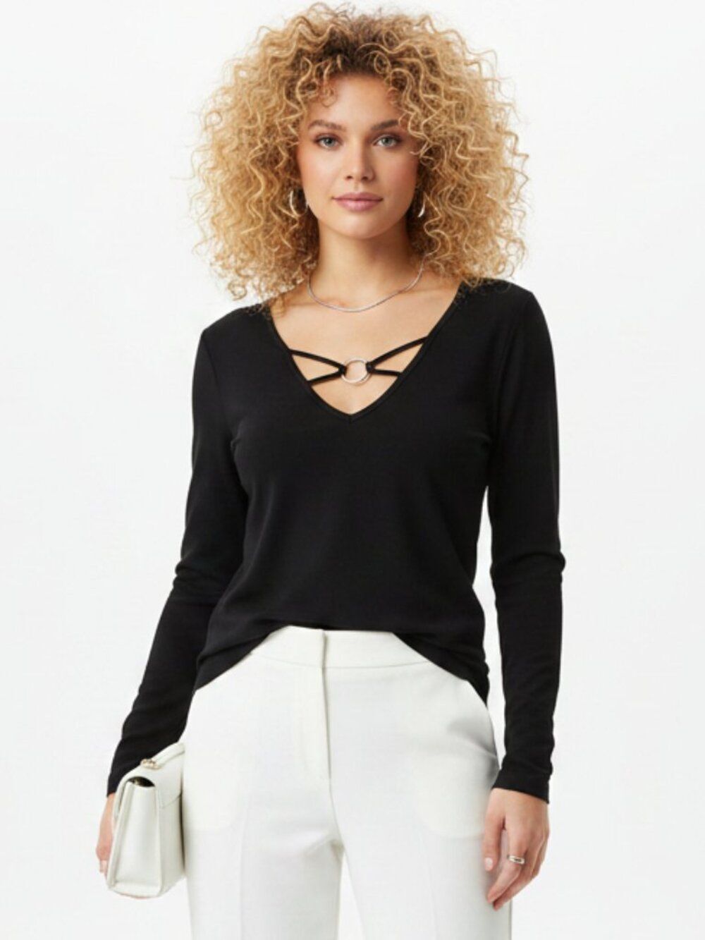 INC Black Long Sleeve Tee T Shirt Top L